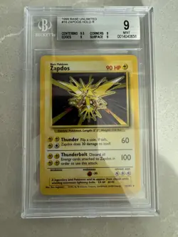 Pokemon Zapdos Base Set Unlimited Holo Rare #16 BGS 9 Mint (9.5 Subgrade) - Image 1