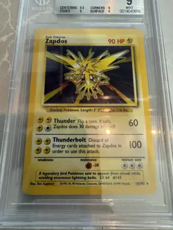 Pokemon Zapdos Base Set Unlimited Holo Rare #16 BGS 9 Mint (9.5 Subgrade) - Image 2