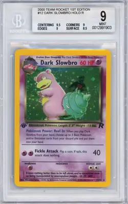 BGS 9 MINT 2000 Dark Slowbro 12/82 Team Rocket 1st Edition Holo Pokemon Card - Image 1