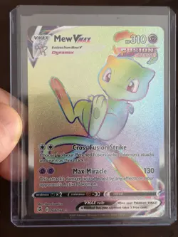 Pokemon Mew VMAX TCG Fusion Strike Secret Rare Holo Card 268/264 Rainbow NM - Image 1