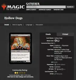 2005 MTG Magic the Gathering 9th Ninth Edition Core #139 Hollow Dogs Black NM - Image 3