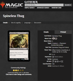 2005 MTG Magic the Gathering 9th Ninth Edition Core #165 Spineless Thug Black - Image 3