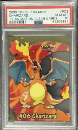 2000 TOPPS POKEMON TV ANIMATION CLEAR CARDS CHARIZARD#PC3 CARDS PSA Gem Mint 10 - Image 1