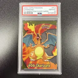 2000 Topps Pokemon TV Animation Clear Cards #PC3 Charizard PSA 10 GEM MINT JY - Image 1