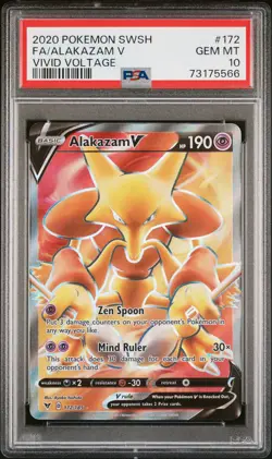 Fa/Alakazam V Pokemon Sword & Shield Vivid Voltage 172 NM PSA 10 - Image 1