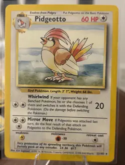 Pidgeotto 22/102 Unlimited Base Set LP Pokemon Rare 1999-2000 4th Print - Image 1