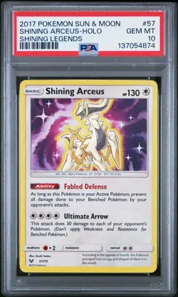 2017 POKEMON SUN & MOON SHINING LEGENDS #57 SHINING ARCEUS-HOLO PSA 10 - Image 1