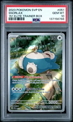 Snorlax 2023 Pokemon SVP EN Black Star Promo 151 ETB #051 PSA 10 GEM MINT - Image 1