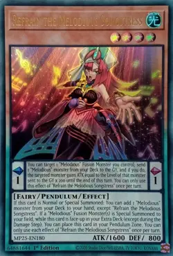 MP25-EN180 REFRAIN THE MELODIOUS SONGSTRESS ULTRA RARE 1ST EDITION YuGiOh CARD - Image 1