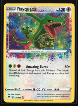 Rayquaza 138/185 SWSH04: Vivid Voltage Amazing Rare Pokemon Card - Image 1