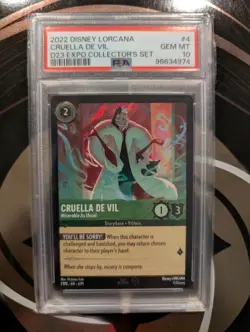 Cruella De Vil Miserable PSA 10 Gem Mint - Lorcana 2022 D23 Expo 1st Edition #4 - Image 1