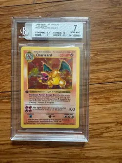 1999 Pokemon Base Set Charizard Holo #4/102 1st Edition Shadowless BGS 7 - Image 1