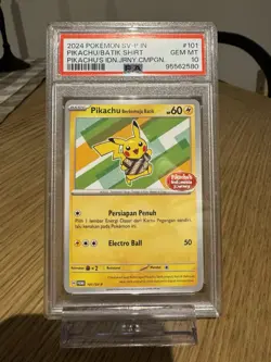 PSA 10 Pikachu Berkemeja Batik 101/SV-P Indonesia Journey Promo Pokemon Card - Image 1