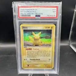 2005 POKEMON EX DELTA SPECIES #39 DITTO [PIKACHU]-REVERSE FOIL PSA 7 NM - Image 1