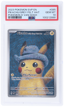 2023 Pokemon SV Black Star Promo Pikachu With Grey Felt Hat X Van Gogh PSA 10 - Image 1