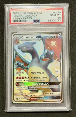 2019 POKEMON SUN & MOON HIDDEN FATES #SV49 FULL ART/CHARIZARD GX PSA 10 - Image 1
