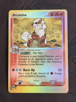 Arcanine Reverse Holo Rare Pokemon Sandstorm Ex Vintage E Reader 2003 15/100 NM - Image 1