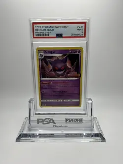 PSA 9 MINT Gengar LOST ORIGIN 241 Pokemon Prerelease Stamp Promo Holo - Image 1