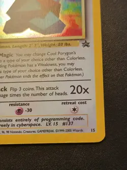 Pokemon TCG Cool Porygon Holo Rare Black Star Promo Card 15/53 WOTC - Image 4
