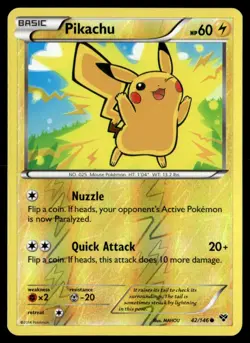Pikachu Common Reverse Holo XY Base Set 42/146 NM Pokemon TCG - Image 1