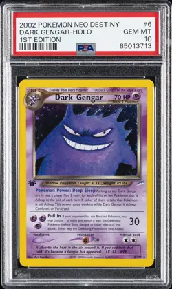 2002 POKEMON NEO DESTINY 1ST EDITION #6 DARK GENGAR-HOLO PSA 10 - Image 1