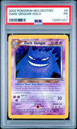 PSA 1 PR 2002 Neo Destiny Dark Gengar 6/105 Holo Foil Rare Pokemon Card - Image 1