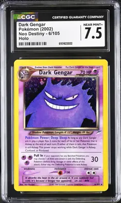 PSA 7.5 Dark Gengar 2002 Neo Destiny 6/105 Holo SWIRL Pokemon Card psa - Image 1