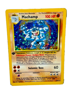 Machamp Base Set 1st Edition Pokemon Holo Foil Rare Card No. 8/102 Pre Owned - Image 1