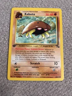 Kabuto First Edition LP/NM Non-Holo Vintage Card 50/62 Pokemon WOTC Fossil 1999 - Image 1