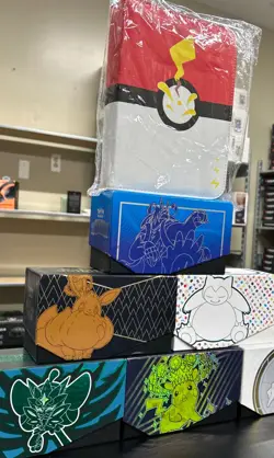 Pokemon- TCG Trading Cards - ASSORTED LOT OF ETB BOXES FULL OF CARDS w BINDER 636996769739 - Image 1