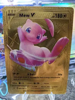 Mew V Premium Gold Foil Fan Art Vinyl Textured Collector Pokemon - Image 1