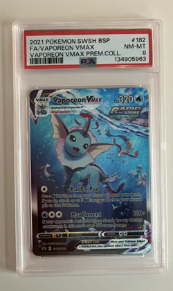 PSA 8 NM-MT Vaporeon VMAX Premium Collection Full Art Holo 2021 Pokemon SWSH182 - Image 3