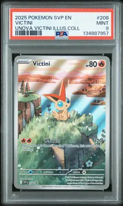 2025 POKEMON SVP EN-SV BLACK STAR PROMO #208 VICTINI PSA 9 - Image 1
