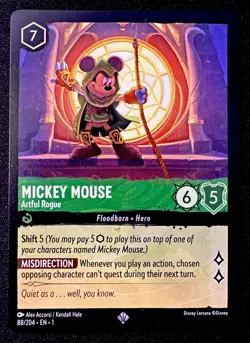 Mickey Mouse, Artful Rogue - EN1 088 - NM - Disney Lorcana TCG - Image 1