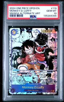 2024 ONE PIECE OP09-EMPERORS IN THE NEW WORLD #119 MONKEY D. LUFFY PSA 10 - Image 1