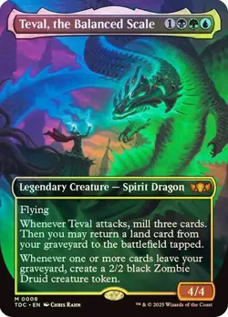 Teval, the Balanced Scale (Borderless) Foil NM MTG Commander Tarkir: Dragonstorm - Image 1