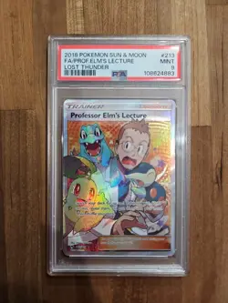 2018 Pokemon Sun & Moon Full Art Professor Elm's Lecture #213 PSA 9 - Image 1