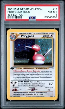 Porygon 2 1st Edition PSA 8 Holo Rare Foil 12/64 Neo Revelation WOTC Pokemon - Image 1