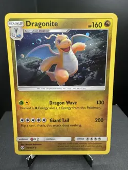 Pokemon TCG Sun & Moon Dragonite 96/149 Promo Cosmos Holo SWIRL NM! - Image 1
