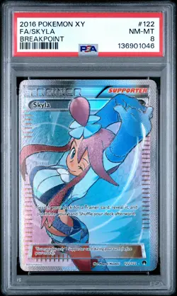 2016 POKEMON XY BREAKPOINT #122 FULL ART/SKYLA PSA 8 - Image 1