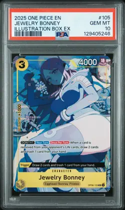 2025 ONE PIECE PROMOS ILLUSTRATION BOX EX #105 JEWELRY BONNEY PSA 10 - Image 1