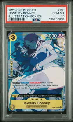 Jewelry Bonney OP08-10 One Piece Illustration Box EX Promo PSA 10 - Image 1