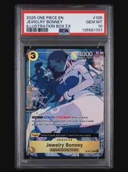 2025 ONE PIECE PROMOS #105 JEWELRY BONNEY ILLUSTRATION BOX EX PSA 10 GEM MINT - Image 1