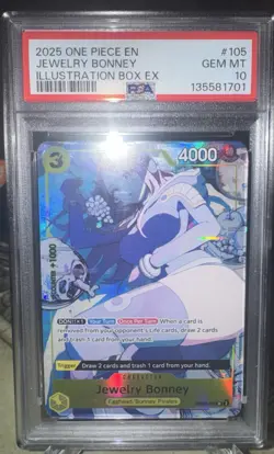 2025 ONE PIECE PROMOS #105 JEWELRY BONNEY ILLUSTRATION BOX EX PSA 10 GEM MINT - Image 5