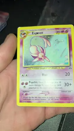 Pokemon Espeon Neo Discovery TCG 1/75 Holo Card With swirl - Image 2