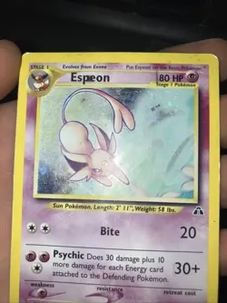 Pokemon Espeon Neo Discovery TCG 1/75 Holo Card With swirl - Image 3