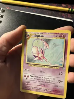 Pokemon Espeon Neo Discovery TCG 1/75 Holo Card With swirl - Image 4
