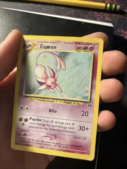 Pokemon Espeon Neo Discovery TCG 1/75 Holo Card With swirl - Image 5