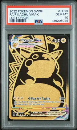 2022 POKEMON SWORD & SHIELD LOST ORIGIN #TG29 FULL ART/PIKACHU VMAX PSA 10 - Image 1