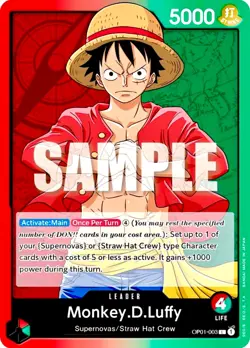 Monkey D. Luffy RED GREEN OP01-003 Leader Romance Dawn One Piece TCG Near Mint - Image 2